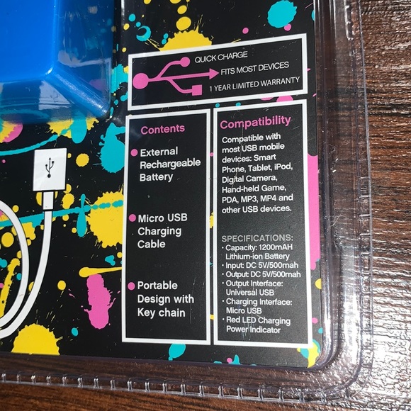 Keychain Power Bank Portable Charger Blue - Picture 4 of 4